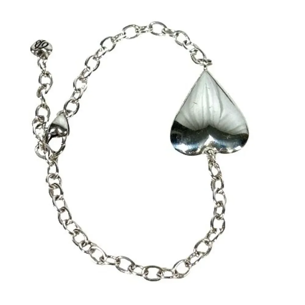 BRIGHTON GLISTEN HEART Clear Crystal Silver Bracelet Reversible JF8131 NWOT $72